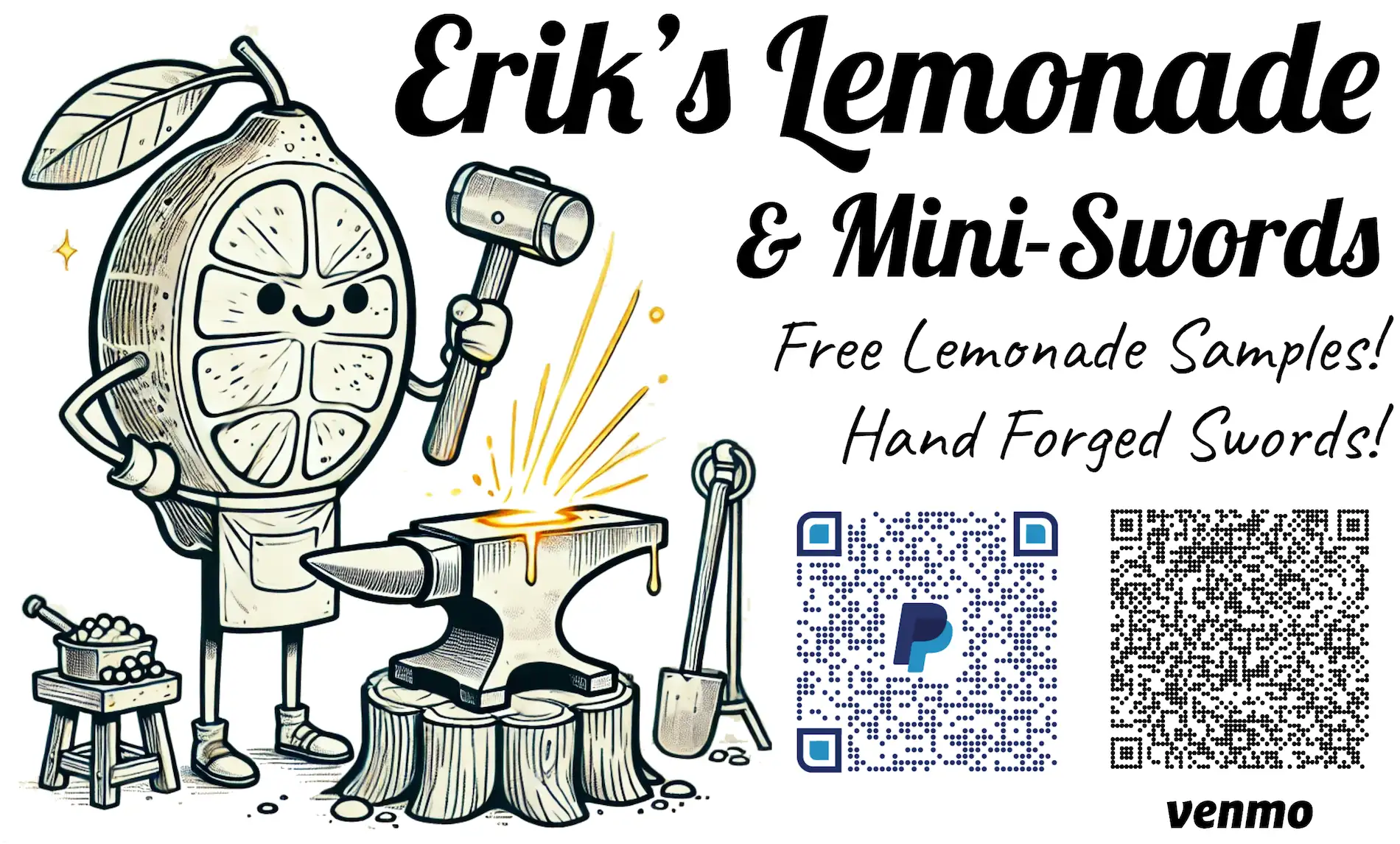 Erik’s Lemonade & Mini-Swords Sign